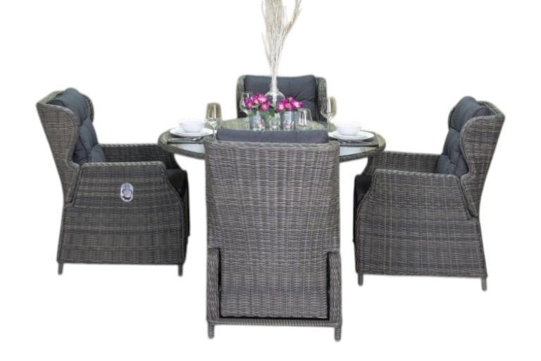 Rio-Barcelona verstelbare Tuinset 4 Personen - Kobo Grey