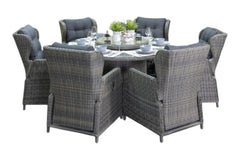 Rio-Barcelona verstelbare Tuinset 6 Personen - Glas / Kobo Grey
