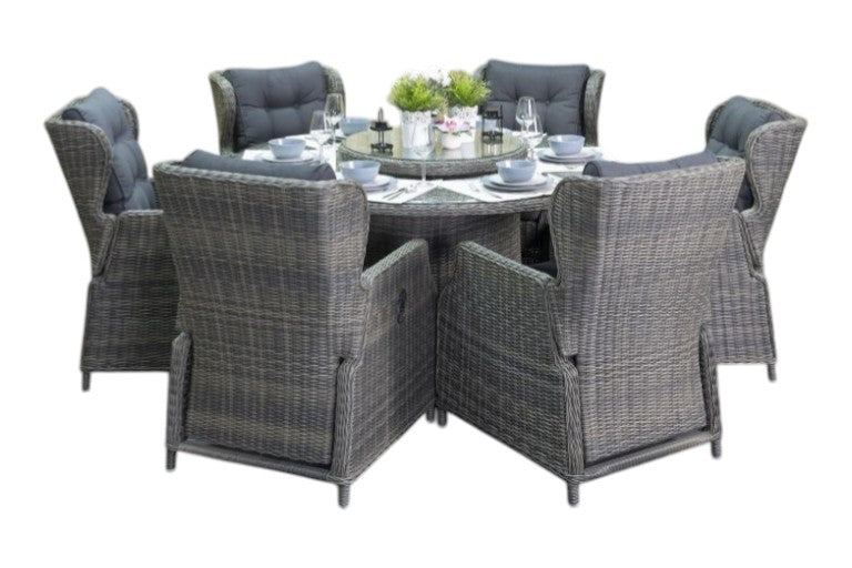 Rio-Barcelona verstelbare Tuinset 6 Personen - Glas / Kobo Grey