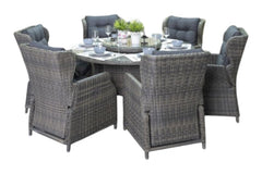 Rio-Barcelona verstelbare Tuinset 6 Personen - Glas / Kobo Grey