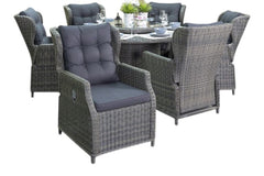 Rio-Barcelona verstelbare Tuinset 6 Personen - Glas / Kobo Grey