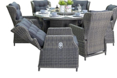 Rio-Barcelona verstelbare Tuinset 6 Personen - Glas / Kobo Grey