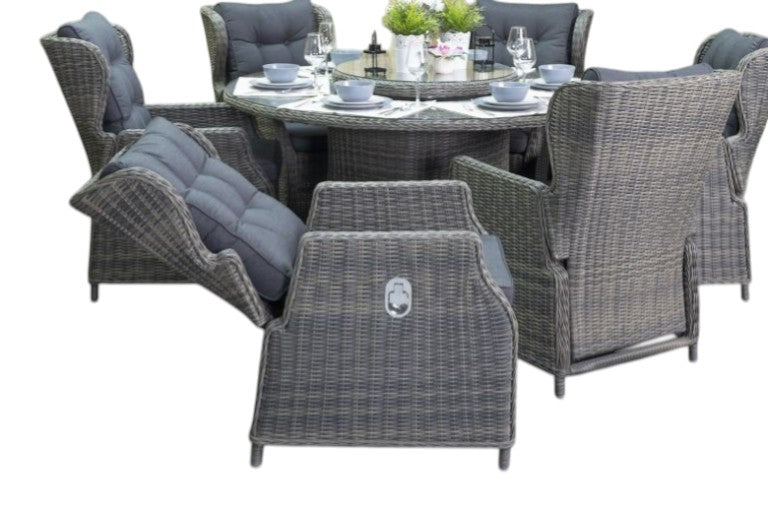 Rio-Barcelona verstelbare Tuinset 6 Personen - Glas / Kobo Grey
