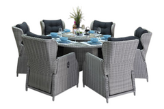 Rio-Barcelona verstelbare Tuinset 6 Personen - Glas / Light Kobo Grey