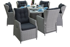 Rio-Barcelona verstelbare Tuinset 6 Personen - Glas / Light Kobo Grey