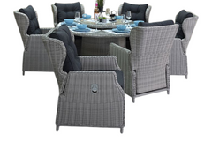 Rio-Barcelona verstelbare Tuinset 6 Personen - Glas / Light Kobo Grey