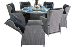 Rio-Barcelona verstelbare Tuinset 6 Personen - Glas / Light Kobo Grey
