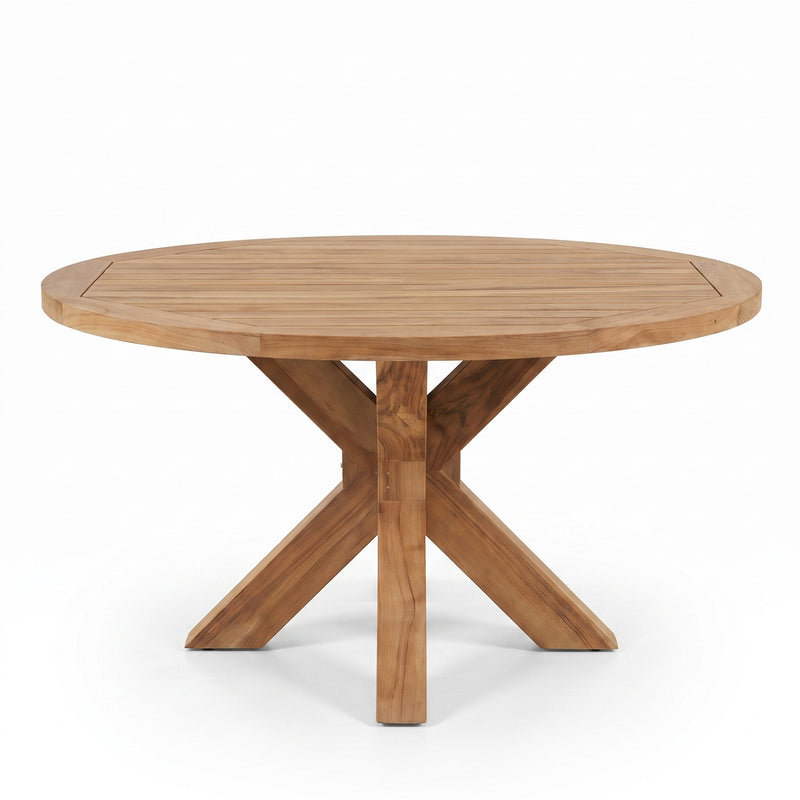 Surakarta Ronde Tuintafel Teak 150 cm in een sfeervolle tuin - Outnest tuinmeubelen