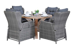 Surakarta-Barcelona verstelbare Tuinset 4 Personen - Kobo Grey