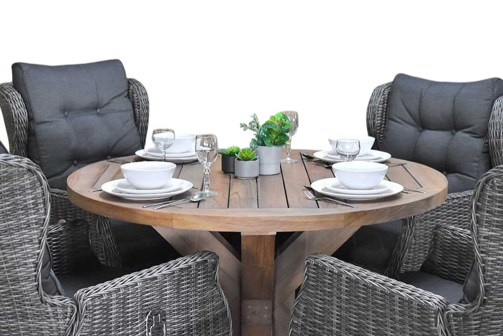 Surakarta-Barcelona verstelbare Tuinset 4 Personen - Kobo Grey