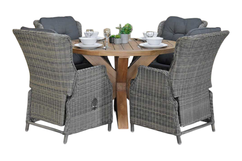 Surakarta-Darwin verstelbare Tuinset 4 Personen - Kobo Grey