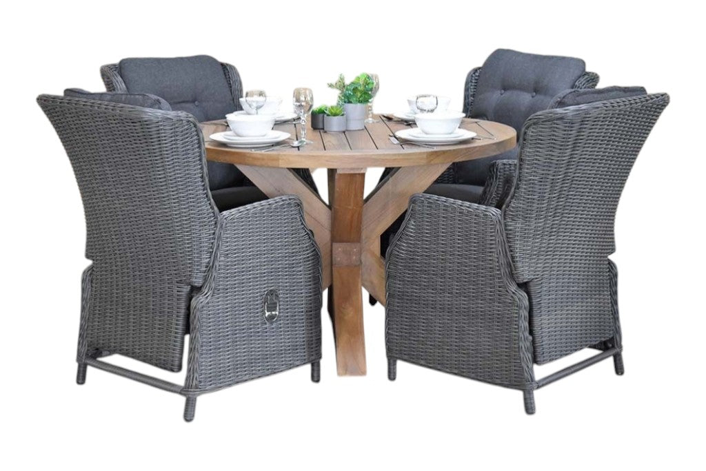 Surakarta-Darwin verstelbare Tuinset 4 Personen - Rock Grey