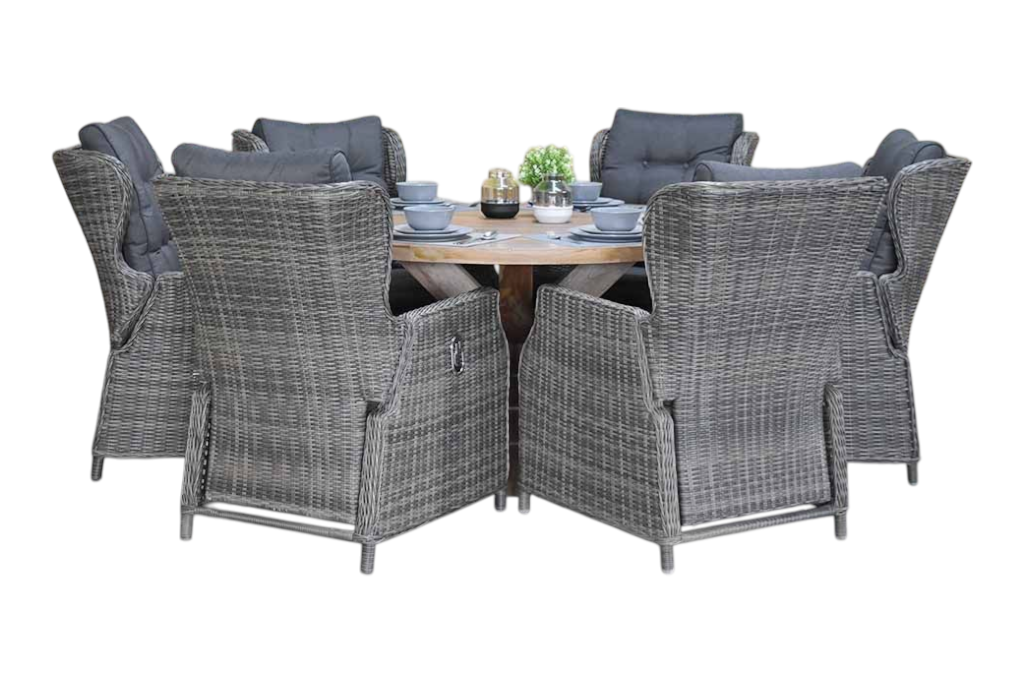 Surakarta-Barcelona verstelbare Tuinset 6 Personen - Kobo Grey