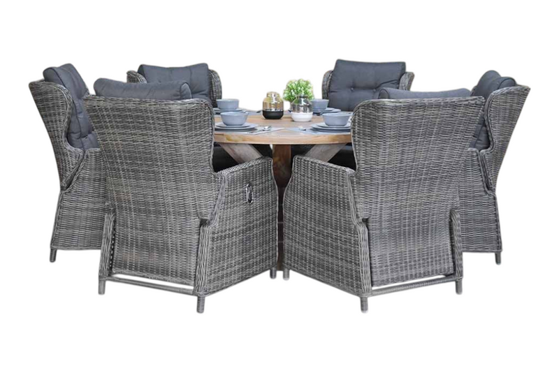 Surakarta-Barcelona verstelbare Tuinset 6 Personen - Kobo Grey