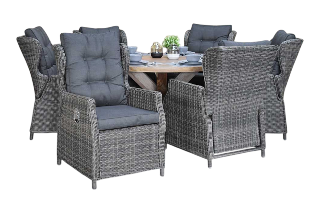 Surakarta-Barcelona verstelbare Tuinset 6 Personen - Kobo Grey