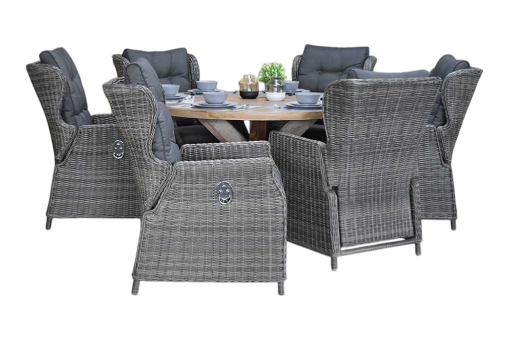 Surakarta-Barcelona verstelbare Tuinset 6 Personen - Kobo Grey