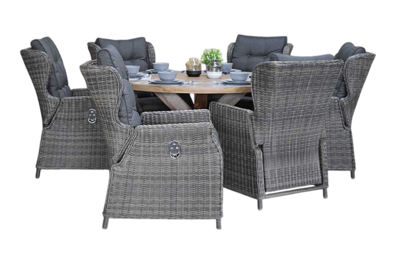 Surakarta-Barcelona verstelbare Tuinset 6 Personen - Kobo Grey
