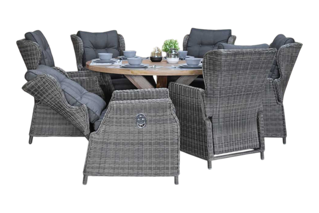 Surakarta-Barcelona verstelbare Tuinset 6 Personen - Kobo Grey