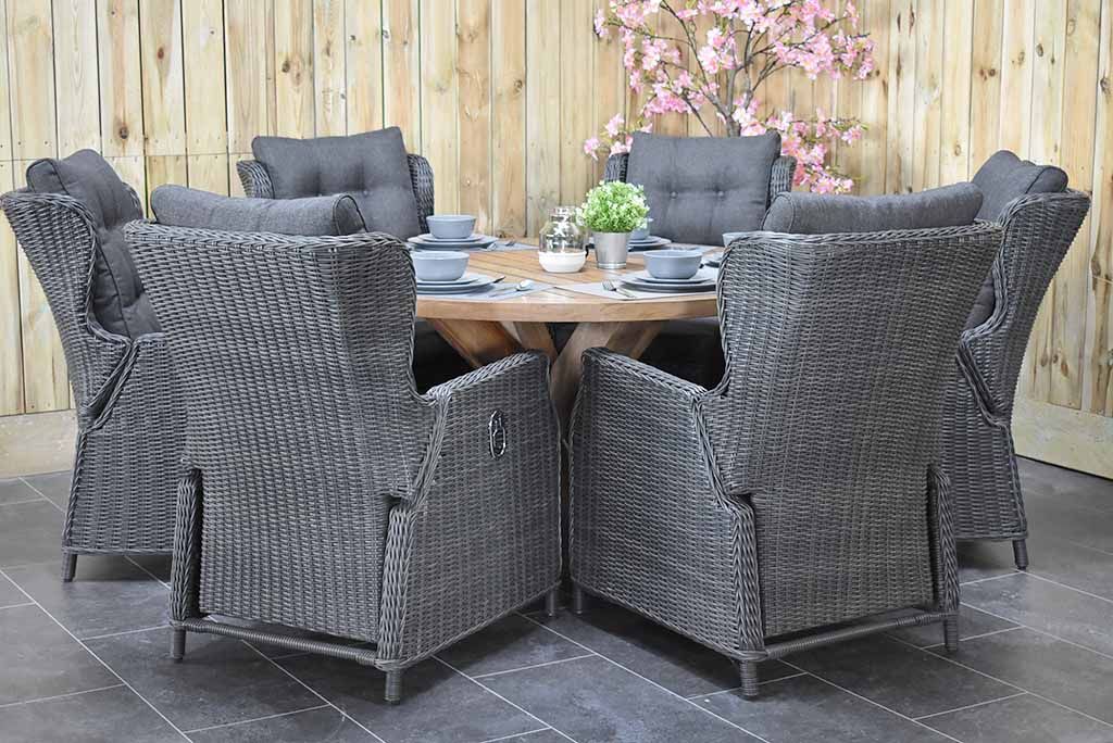 Surakarta-Barcelona verstelbare Tuinset 6 Personen - Rock Grey