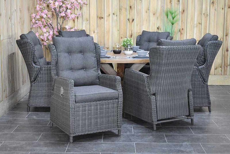 Surakarta-Barcelona verstelbare Tuinset 6 Personen - Rock Grey