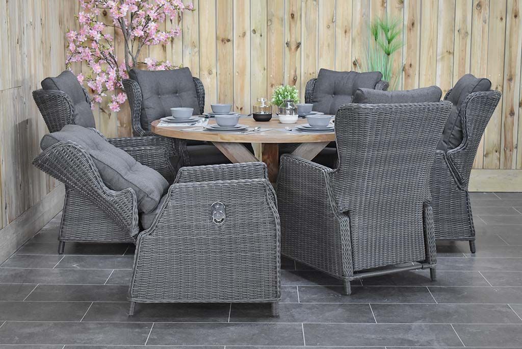 Surakarta-Barcelona verstelbare Tuinset 6 Personen - Rock Grey