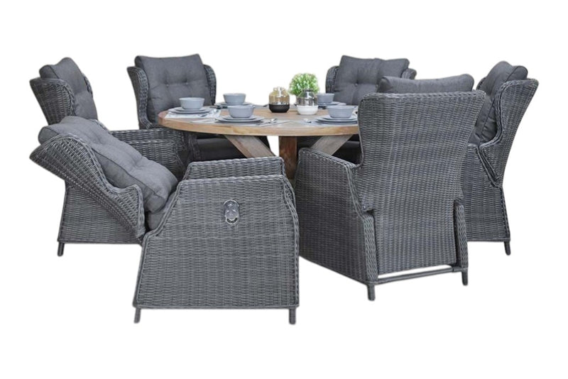 Surakarta-Barcelona verstelbare Tuinset 6 Personen - Rock Grey
