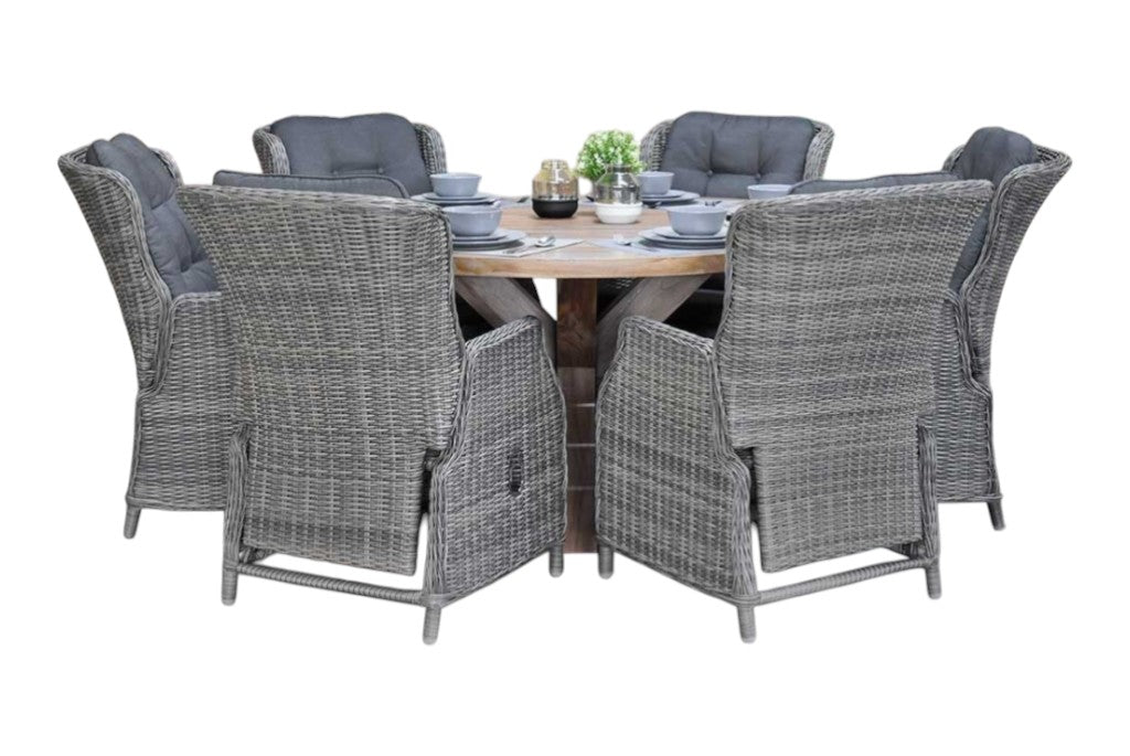 Surakarta-Darwin verstelbare Tuinset 6 Personen - Kobo Grey