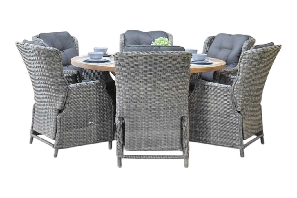 Surakarta-Darwin verstelbare Tuinset 6 Personen - Kobo Grey