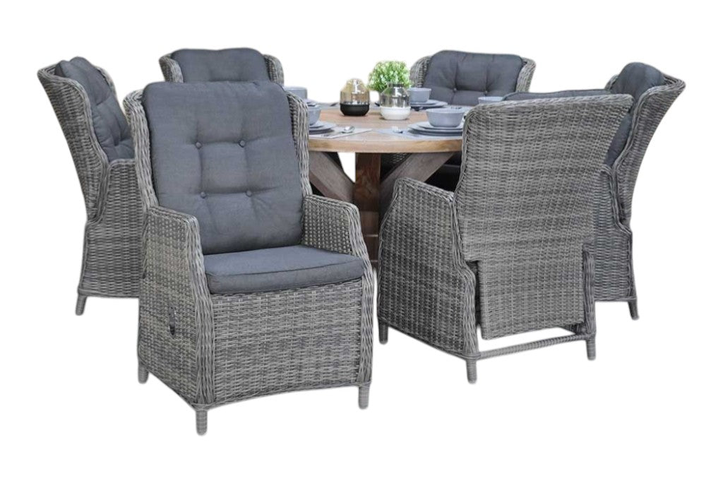 Surakarta-Darwin verstelbare Tuinset 6 Personen - Kobo Grey
