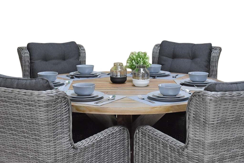 Surakarta-Delano Tuinset 6 Personen - Natural Grey