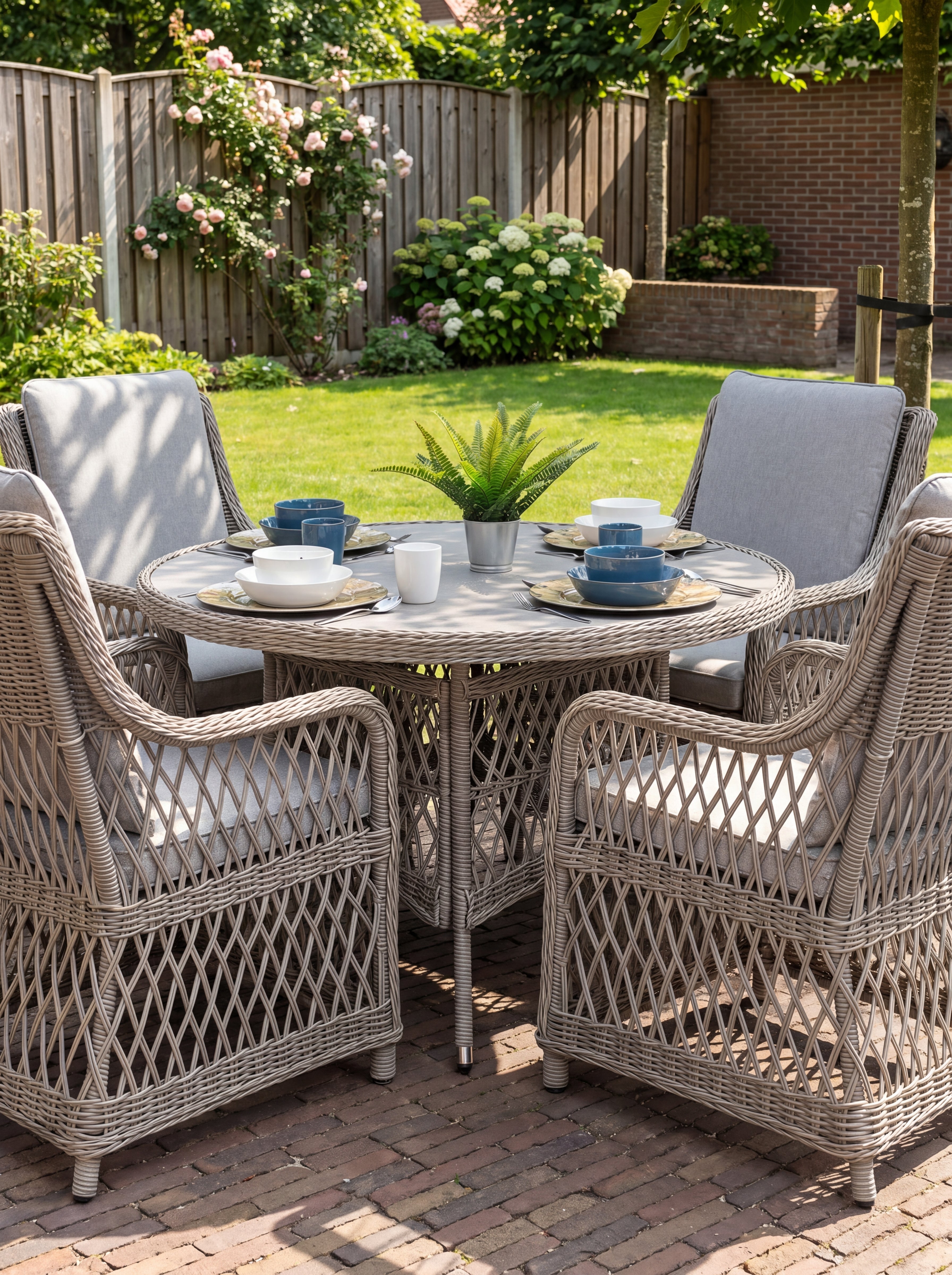 Toscane Tuinset 4 Personen - Keramisch blad / Faded Sand Brown