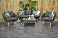 Milano Loungeset 3 Zitsbank 2 Lounge Tuinstoelen Lage Tafel Anthracite SHOWROOMMODEL