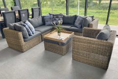 Vegas Loungeset Hoekbank met Hocker Inclusief Loungestoel Honey Brown SHOWROOMMODEL