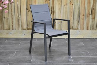 Abriola Aluminium Dining Tuinstoel Stapelbaar Dark Grey LENTE AANBIEDING