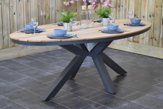 Tuintafel Ovaal Akron Teak 220 Dark Grey