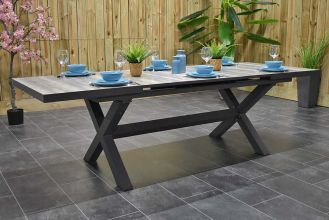 Arona Uitschuifbare Aluminium Tafel met Keramischblad 200 / 260 Dark Grey LENTE AANBIEDING