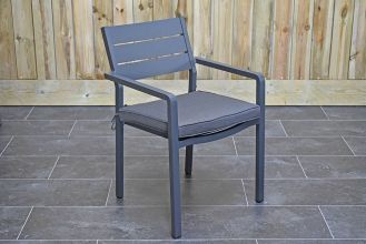 Bolton Aluminium Dining Tuinstoel Stapelbaar Dark Grey