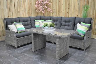 Barcelona Verstelbare Loungeset Hoekbank XL Hoge Tafel Kobo Grey SHOWROOMMODEL