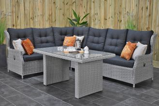 Barcelona Verstelbare Loungeset Hoekbank XL Hoge Tafel Light Kobo Grey ZOMER AANBIEDING