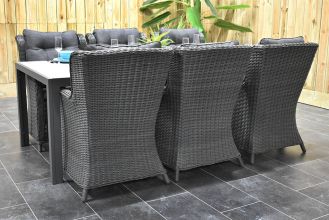 Bergamo Aluminium Tafel 225 met 6 Delano Dining Tuinstoelen Rock Grey WINTER AANBIEDING