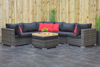 Boston Loungeset Hoekbank Big Corner met Hocker Kobo Grey SHOWROOMMODEL