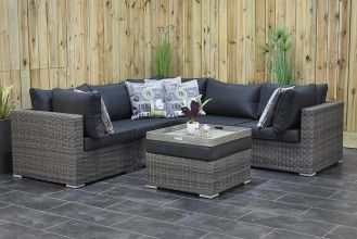 Boston Loungeset Hoekbank met Hocker Natural Grey SHOWROOMMODEL