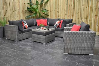Boston Loungeset Hoekbank met Hocker Inclusief Loungestoel Natural Grey SHOWROOMMODEL