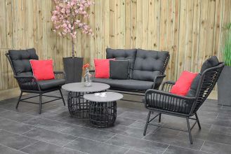 Carlton Loungeset 2 Zitsbank 2 Lounge Tuinstoelen 2 Lage Tafels Polystone Charcoal