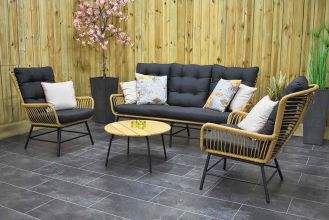 Carlton Loungeset 3 Zitsbank 2 Lounge Tuinstoelen Lage Tafel Teak Bamboo