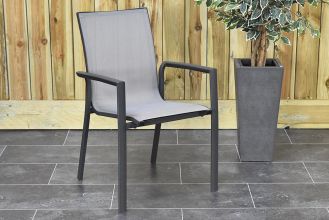 Fermo Aluminium Dining Tuinstoel Stapelbaar Dark Grey
