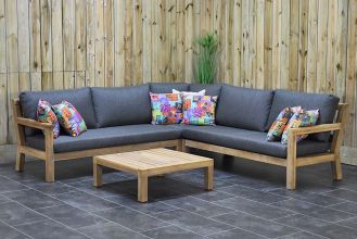 Harby Loungeset Hoekbank Lage Tafel Light Teak Look SHOWROOMMODEL