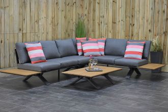 Ibiza Loungeset Hoekbank Lage Tafel Aluminium Spiegelbeeld Dark Grey