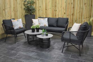 Kent Loungeset 3 Zitsbank 2 Lounge Tuinstoelen 2 Lage Tafels Polystone Charcoal