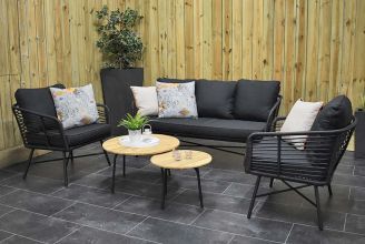 Kent Loungeset 3 Zitsbank 2 Lounge Tuinstoelen 2 Lage Tafels Teak Charcoal